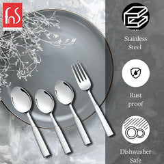 Montavo by FnS Lisbon 24-Pc Mirror Stainless Steel Cutlery Set with Hanging Stand