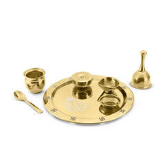 Vandan Pooja Thali Gold Finish 7 Pcs Set