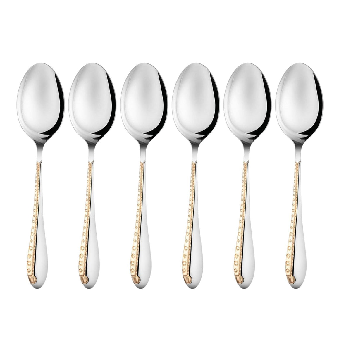 FnS Tivoli Stainless Steel Baby Spoon 24 Karat Gold Plated on Handle (Set of 6)