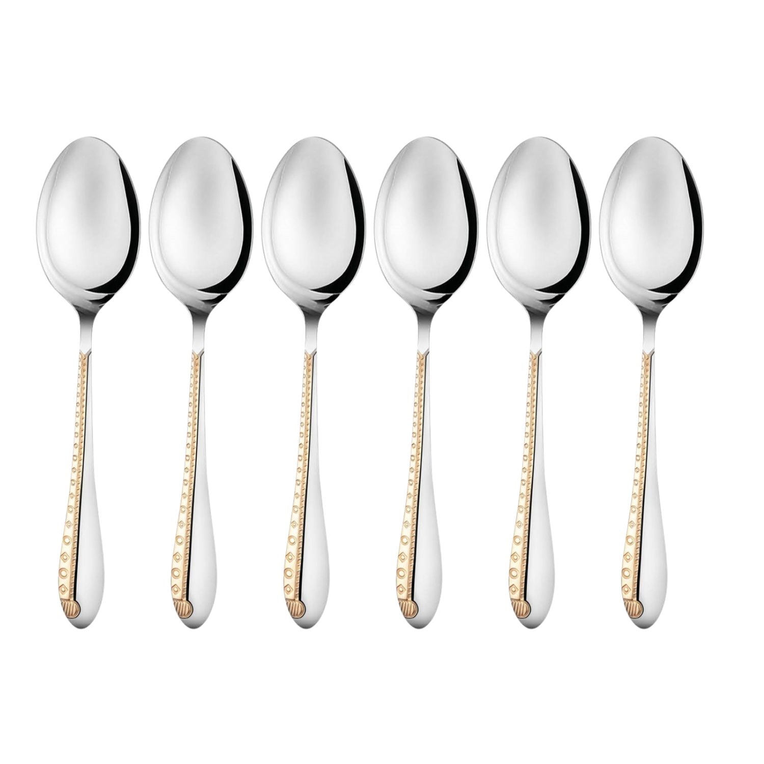 FnS Tivoli Stainless Steel Teaspoon 24 Karat Gold Plated on Handle (Set of 6)