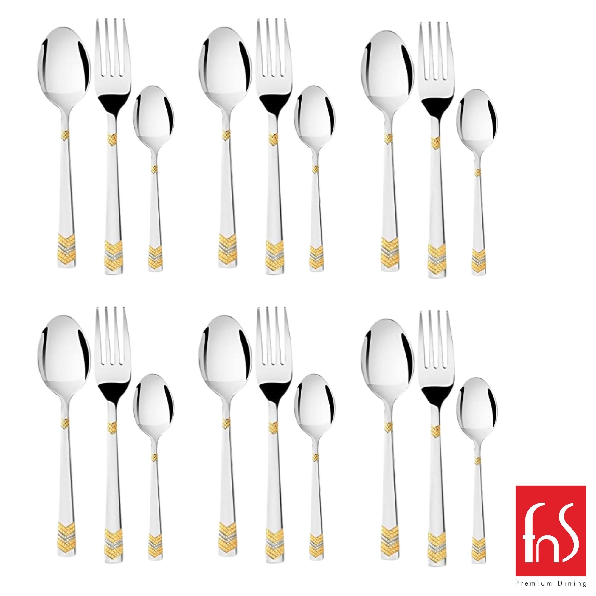 FnS RAGA 24 Karat Gold Plated 24 Pcs Cutlery Set