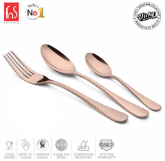Chef Vicky Ratnani's Signature Collection By FnS Livo Rose Gold Stainless Steel 18 Pcs Cutlery Set with Box Pack | 6 Dinner Spoons, 6 Dinner Forks, 6 Tea Spoons | Premium refined finish Handle Design Cutlery for Home, Dining & Kitchen