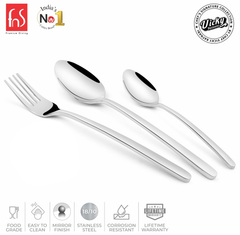 Chef Vicky Ratnani's Signature Collection By FnS Thames Stainless Steel 18 Pcs Cutlery Set with Box Pack | 6 Dinner Spoons, 6 Dinner Forks, 6 Tea Spoons | Premium modern minimalism Handle Design Cutlery for Home, Dining & Kitchen