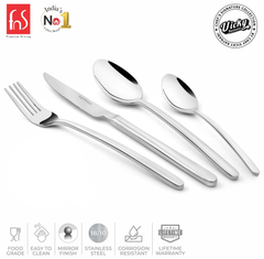 Chef Vicky Ratnani's Signature Collection By FnS Thames Stainless Steel 24 Pcs Cutlery Set with Box Pack | 6 Dinner Spoon, 6 Dinner Fork, 6 Dinner Knife/Butter Knife, 6 Teaspoon | Premium modern minimalism Handle Design Cutlery for Home, Dining & Kitchen