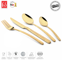 Chef Vicky Ratnani's Signature Collection By FnS Velora Stainless Steel 18 Pcs Cutlery Set with Box Pack | 6 Dinner Spoons, 6 Dinner Forks, 6 Tea Spoons | Premium Textured Handle Design Cutlery for Home, Dining & Kitchen