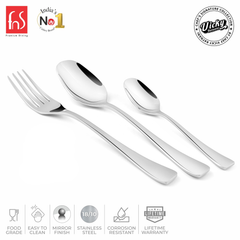 Chef Vicky Ratnani's Signature Collection By FnS Nexa Stainless Steel 18 Pcs Cutlery Set with Box Pack | 6 Dinner Spoons, 6 Dinner Forks, 6 Tea Spoons | Premium sleek contemporary Handle Design Cutlery for Home, Dining & Kitchen