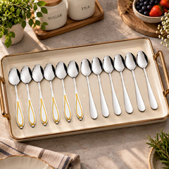 FnS Victoria Tea Spoon & Classic 24K Gold Baby Spoon Combo Set (12 Pcs)