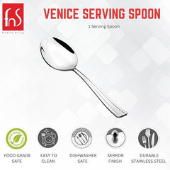 FnS Venice 1-Pc Glossy Mirror Finish Stainless Steel Serving Spoon