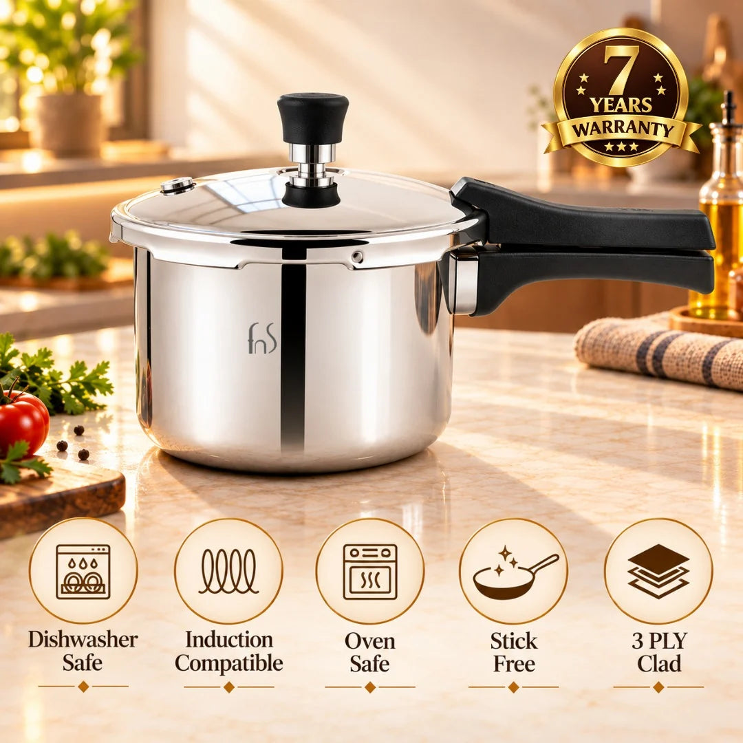 FnS NuChef Atlas Triply Outer Lid Pressure Cooker 5.5L