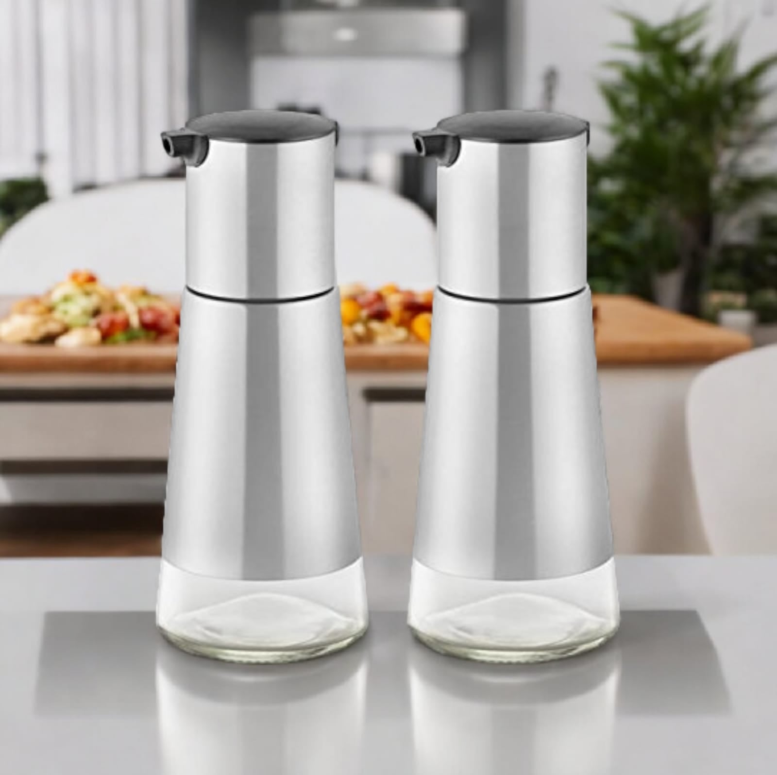 FnS Stainless Steel Elley Oil and Vinegar Dispenser Set 320 ml each (Set of 2)