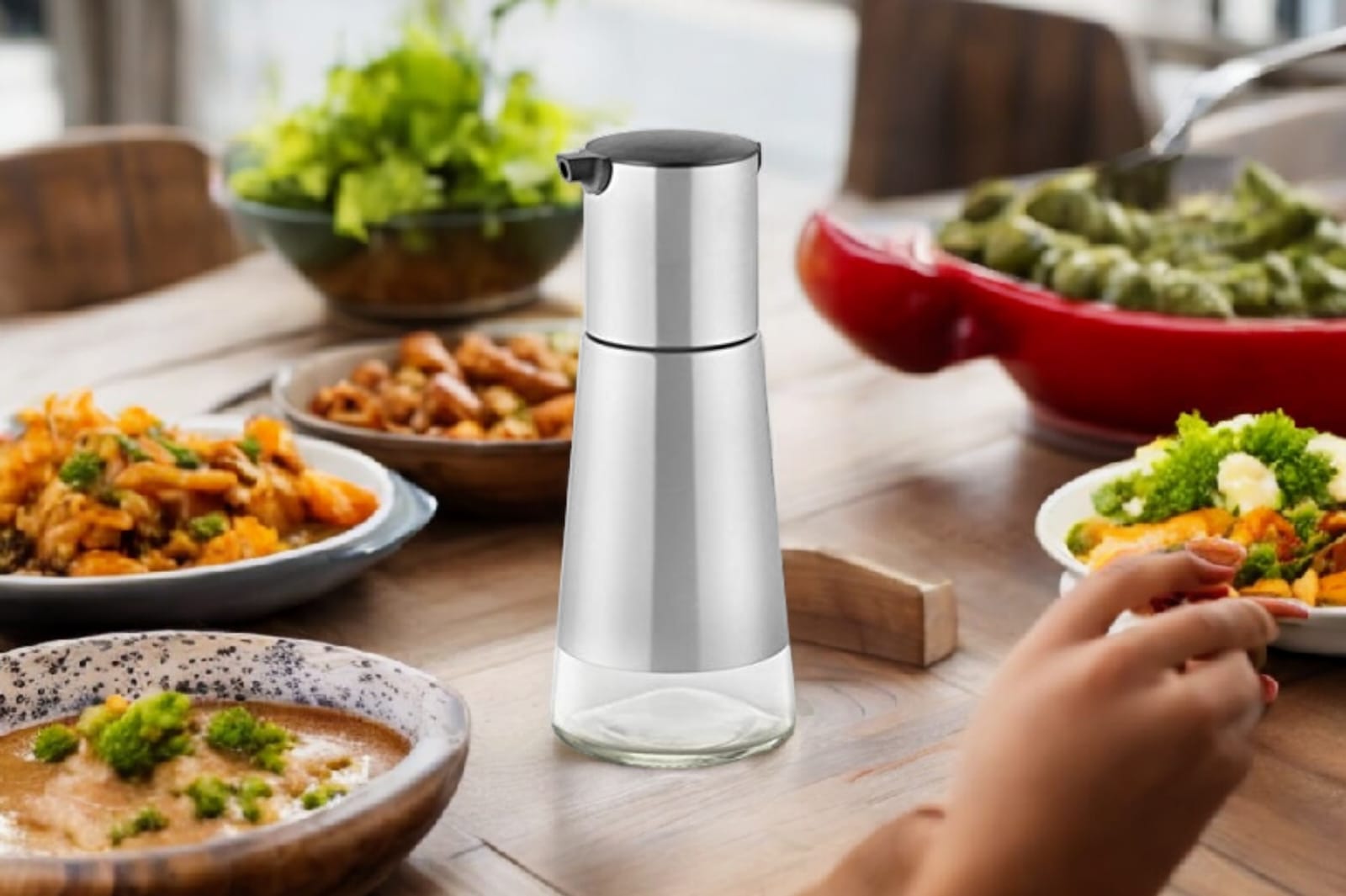 FnS Stainless Steel Elley Oil and Vinegar Dispenser Set 320 ml each (Set of 2)