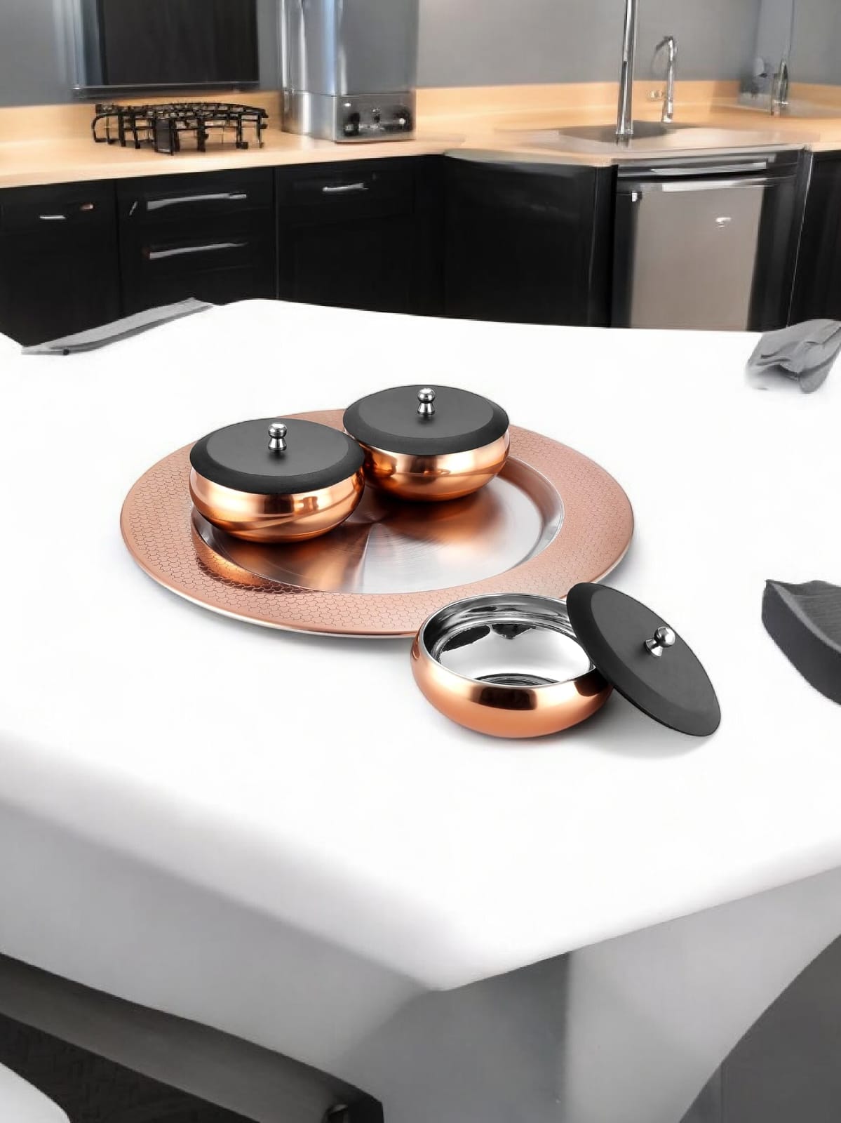 FNS Premium Stainless Steel Georgia Serving Set (Rose Gold)