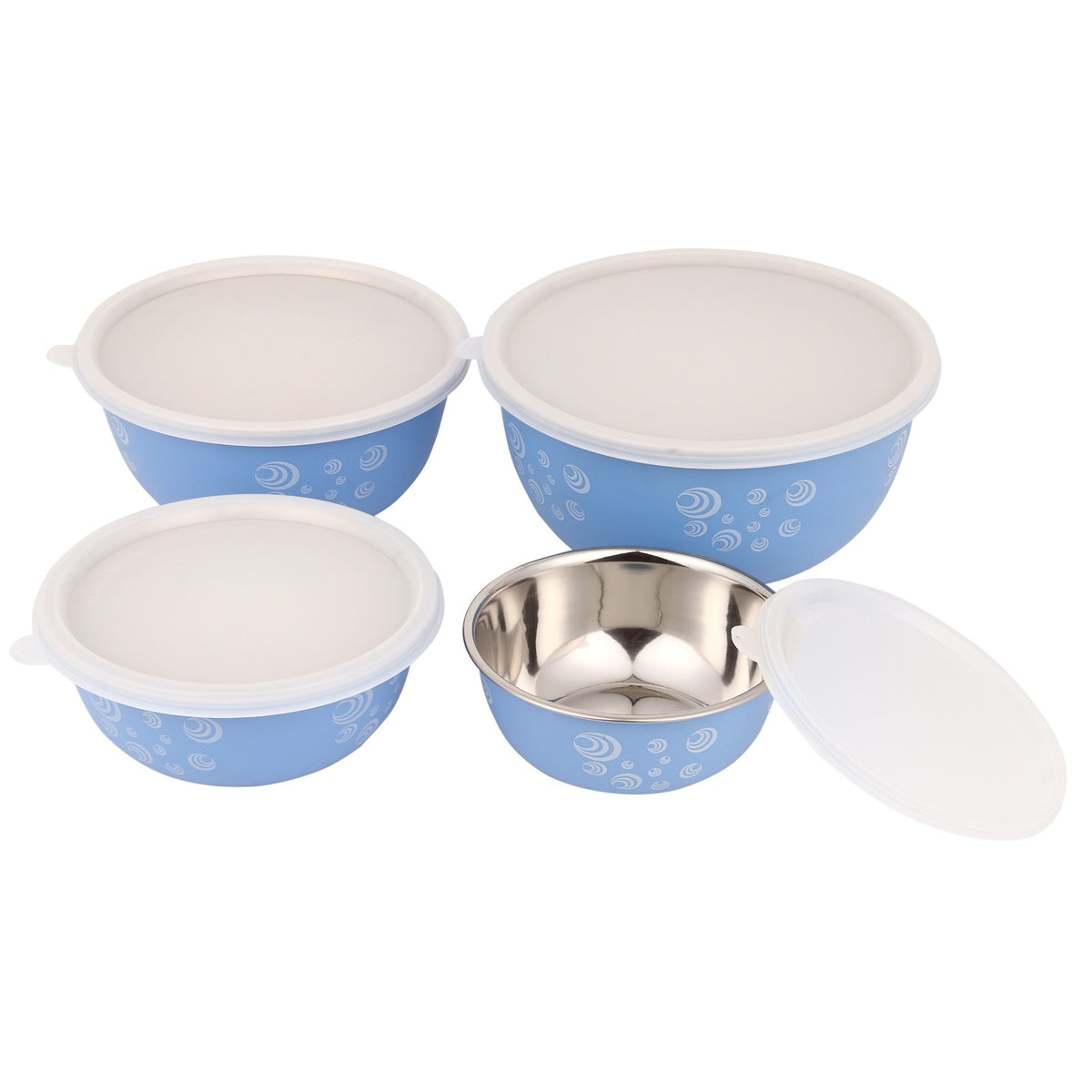 Montavo by FnS Sky Blue Steel Serving Bowl Set of 4 Bowls (500 ml, 800 ml, 1300 ml, 2000 ml)