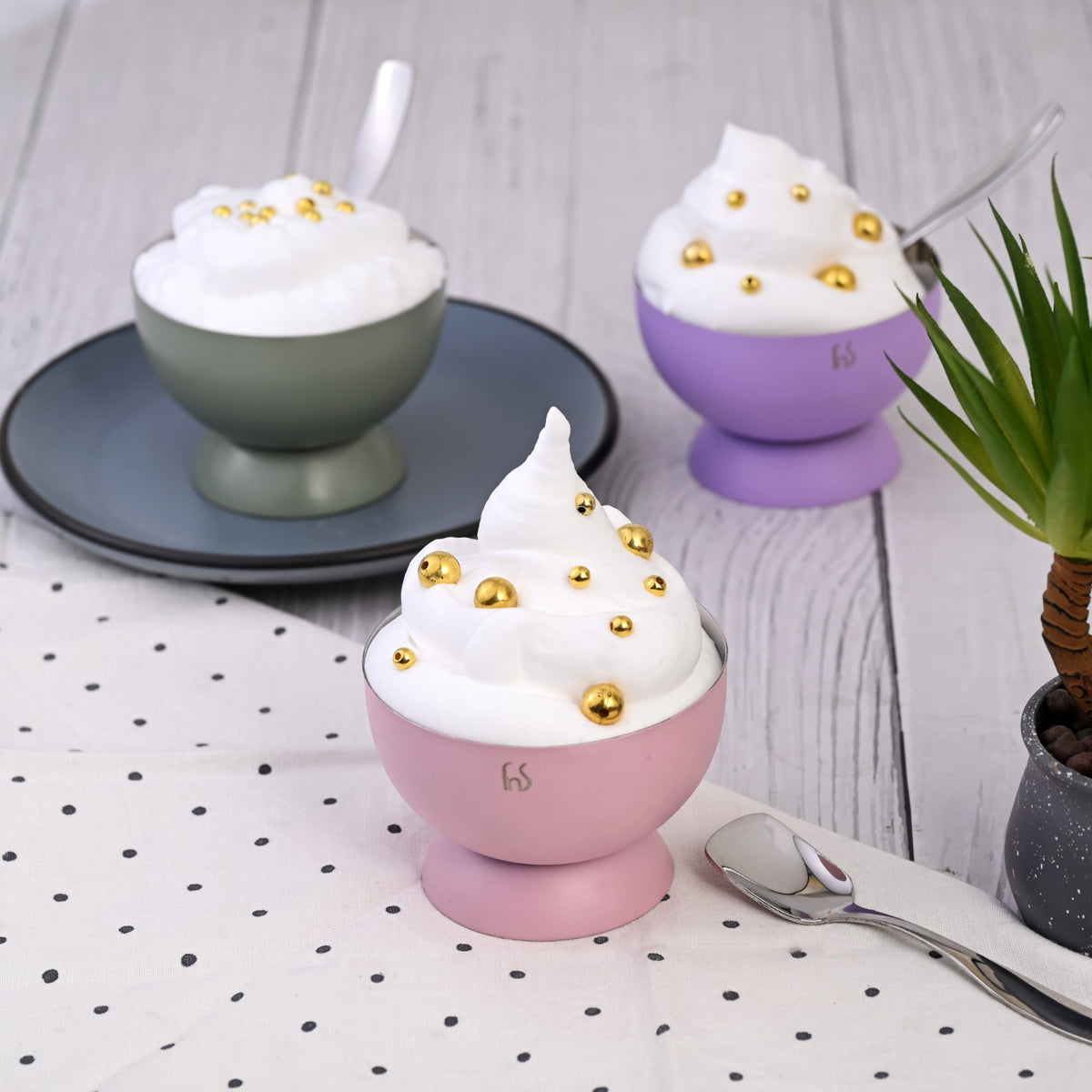FNS Mellora Multi Color Dessert Bowl Set of 6 Bowl & Spoon for Ice Cream