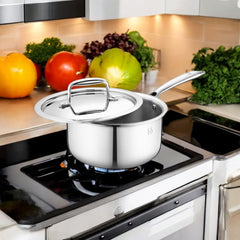 FnS NuChef Cookware Triply Sauce Pan 14 CM With Lid