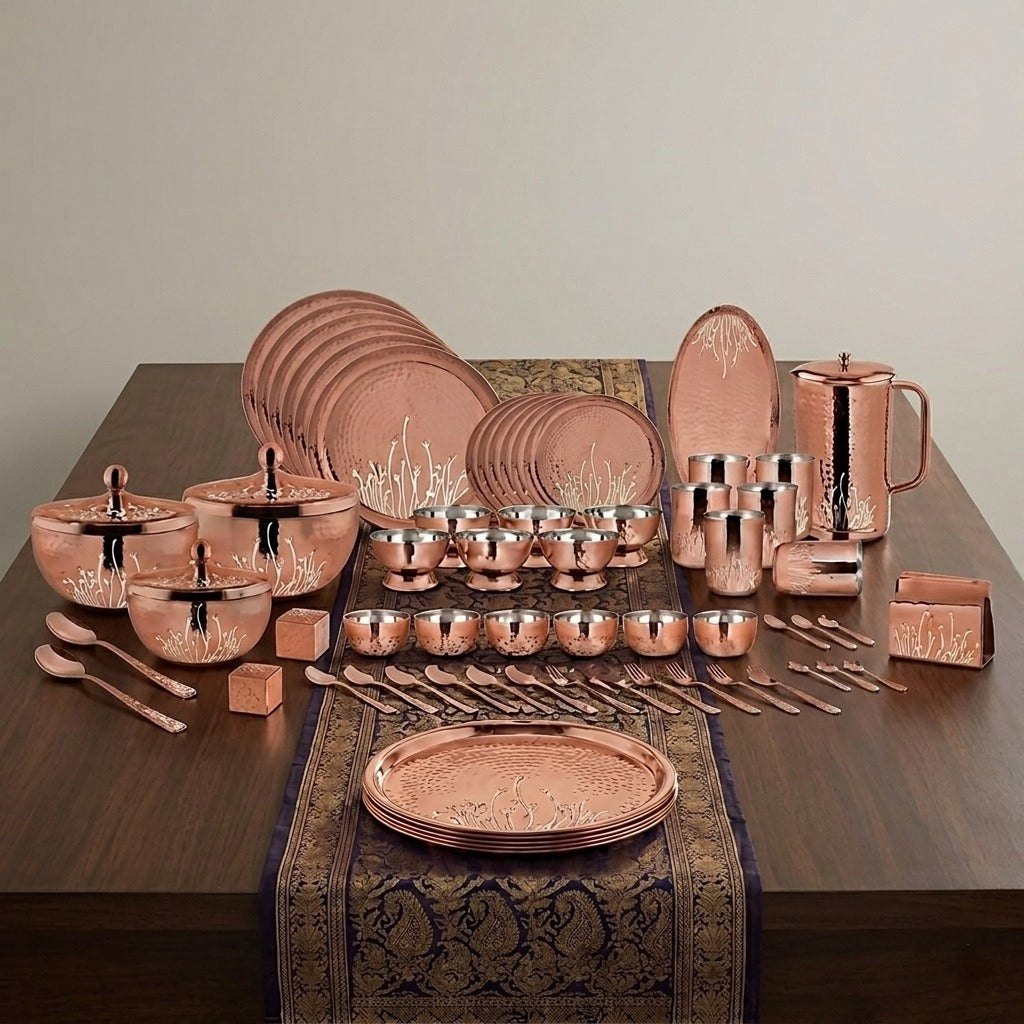 FnS LEHEREN Stainless Steel Rose Gold Dinner Set (78pcs)