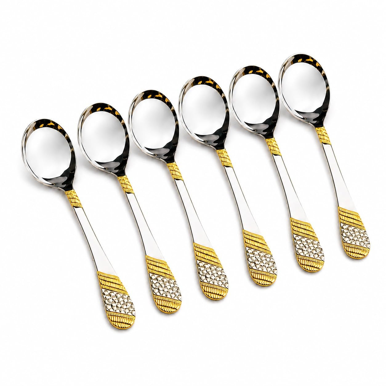 FnS Imperio 6-Pc 24K Gold Plated Stainless Steel Soup Spoon Set