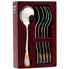 FnS Imperio 6-Pc 24K Gold Plated Stainless Steel Soup Spoon Set