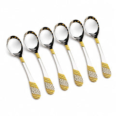 FnS Imperio 6-Pc 24K Gold Plated Stainless Steel Soup Spoon Set