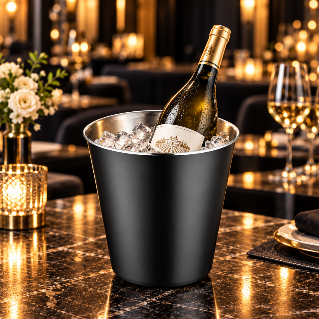 FnS Matte Black Stainless Steel Champagne & Wine Bucket