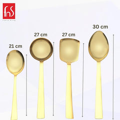 Alexa serving utensils size measurement chart showing 4 pieces ranging from 21cm to 30cm in length