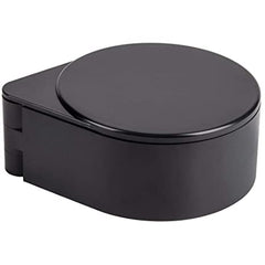 Closed black cocktail rimmer station with smooth rounded lid and compact space-saving design