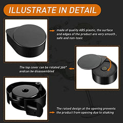 Product detail infographic showing cocktail rimmer features including ABS plastic construction, 360-degree rotation, and safety design