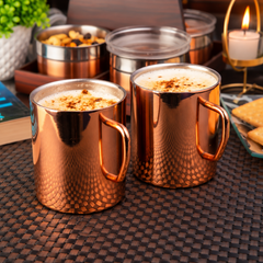 FnS 2-Pc Rose Gold Double Wall Stainless Steel Coffee Mug Set 300 ml