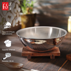 FnS NuChef Cookware Triply Tasla 26 CM | Even Heat Distribution, Durable & Rust-Free Cookware