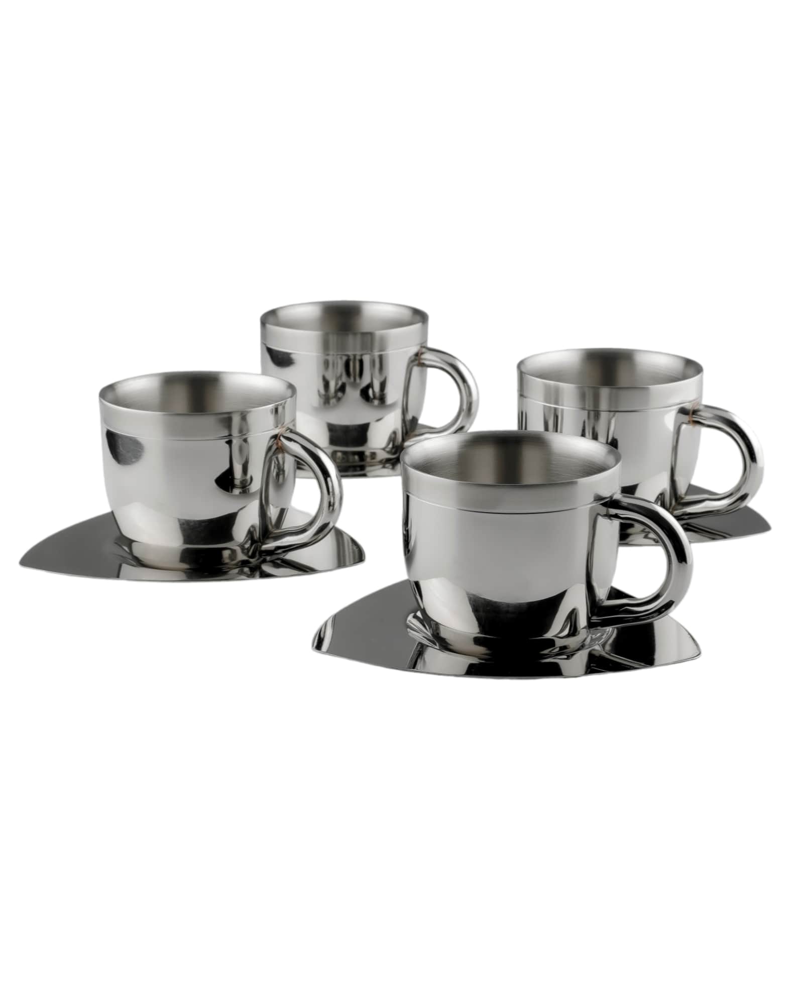 FnS Tea Cup and Saucer Set of 4 Stainless Steel for Gift and Home Decor Double Walled Cup | Unbreakable Cups for Tea and Coffee (Gold, 4 Cups and 4 Saucer)