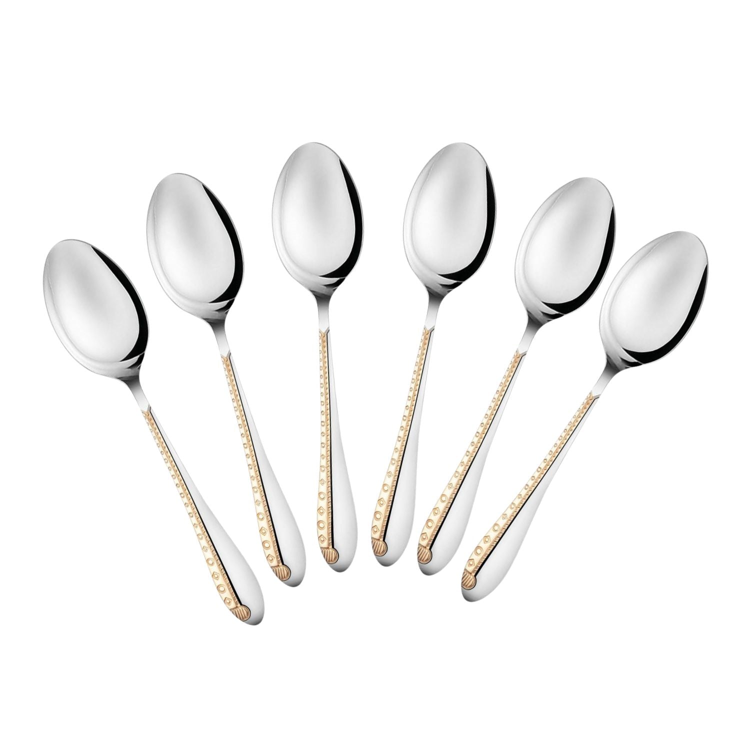 FnS Tivoli Stainless Steel Baby Spoon 24 Karat Gold Plated on Handle (Set of 6)