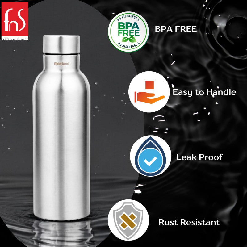 Montavo by FnS Mist Stainless Steel Water Bottle Set of 2 (Capacity 1 ltr)