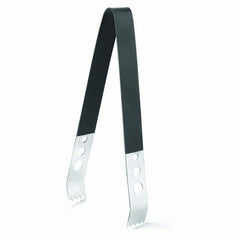 FNS black and stainless steel ice tongs with serrated grip for cocktail service