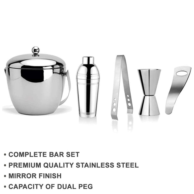 FNS bar tool collection showing complete set with mirror finish stainless steel construction and dual peg capacity