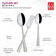 Detailed cutlery close-up showing high-quality stainless steel, mirror finish, and classic elegant shape.