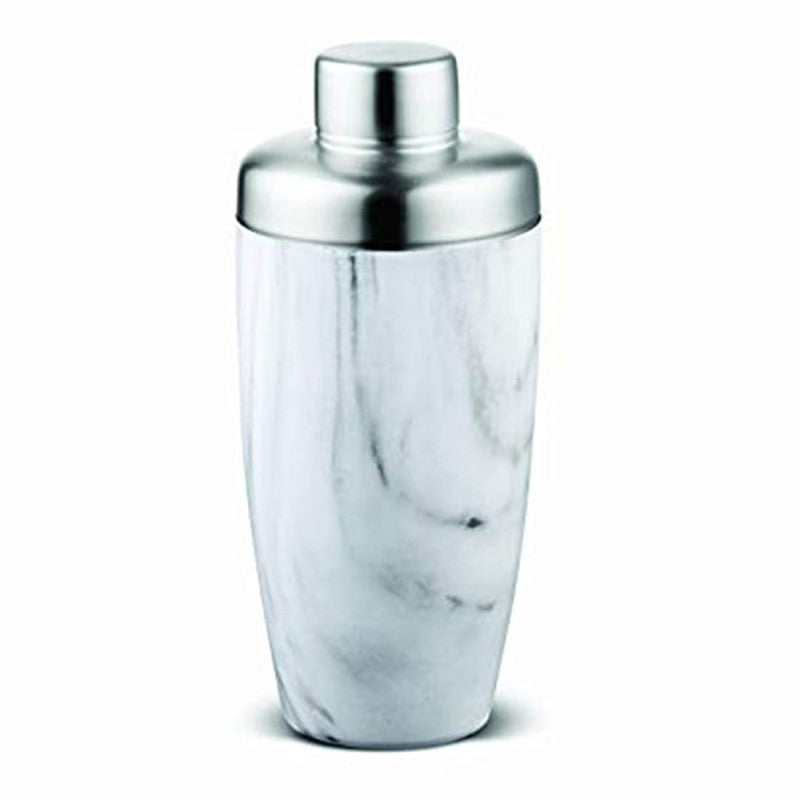 FNS marble finish cocktail shaker with stainless steel cap for mixing drinks
