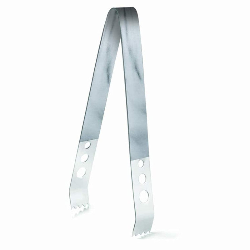 FNS marble finish ice tongs with stainless steel serrated grip for cocktail service