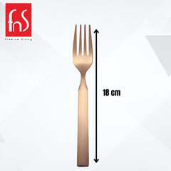 Single copper fork with 18cm measurement scale, fns Premium Dining logo