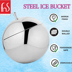 FNS steel ball ice bucket dimensions 21 cm height 14 cm width blue bg