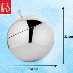 FNS steel ball ice bucket on table dim bar lights background