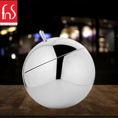 FNS steel ice bucket with ice cubes bokeh bubbles blue party background