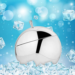FNS spherical steel ice bucket open lid with shiny mirror reflection