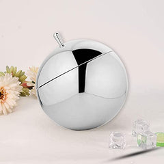 FNS steel ball ice bucket beside flowers and ice cubes on white table