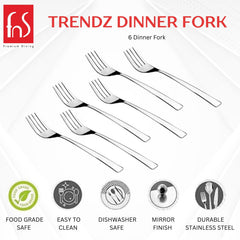 Trendz dinner fork set - six stainless steel forks product display