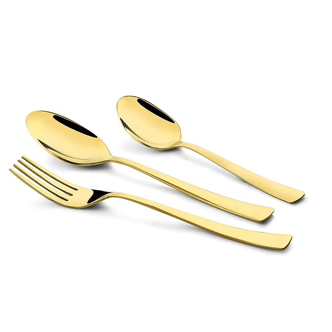 Elegant packaging of Gold 18 Piece Cutlery Set with leatherette box