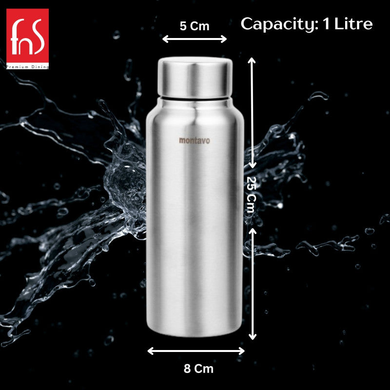 Montavo by FnS Mist Stainless Steel Water Bottle Set of 4 (Capacity 1 ltr)