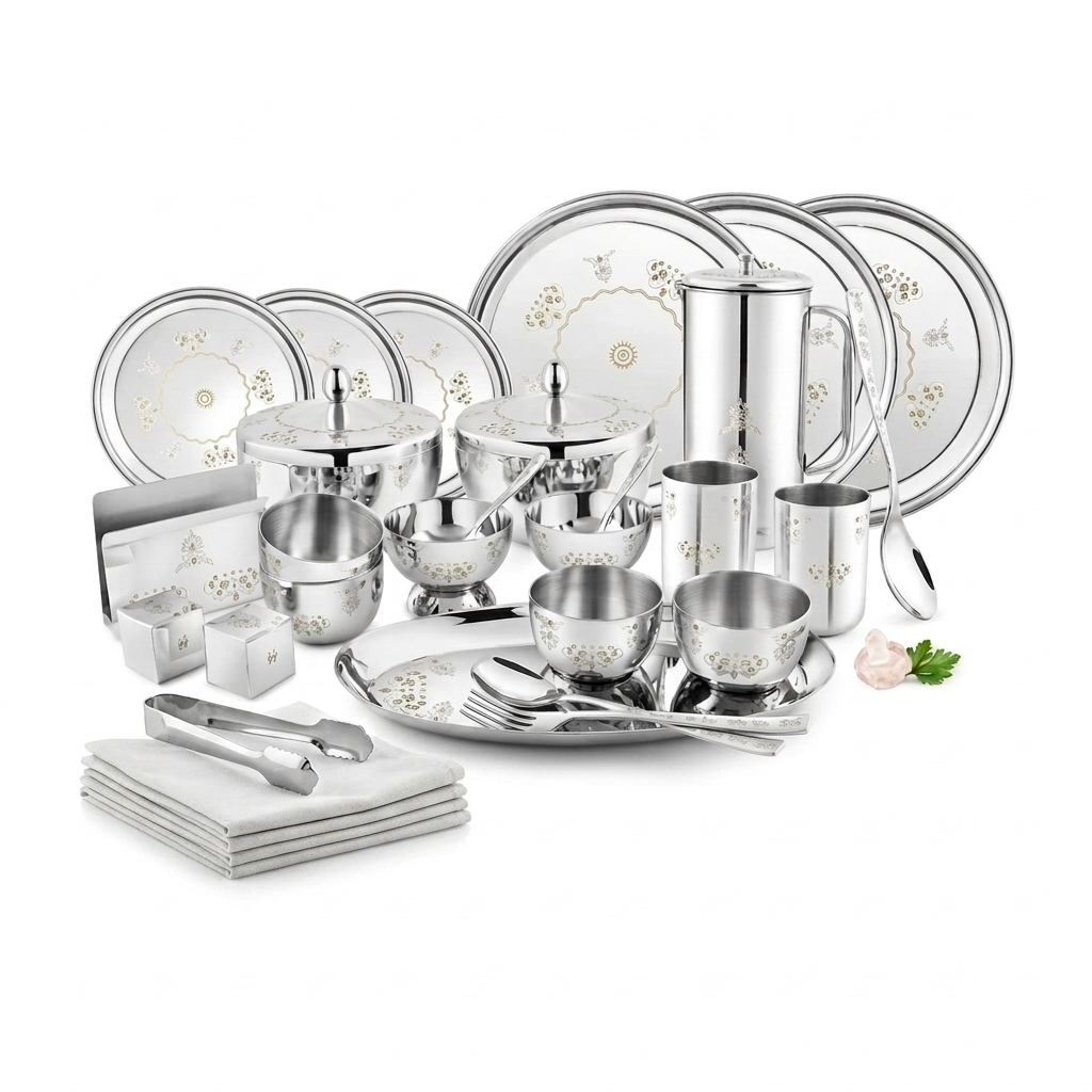 FnS MANDALA Stainless Steel Dinner Set (78 pcs)