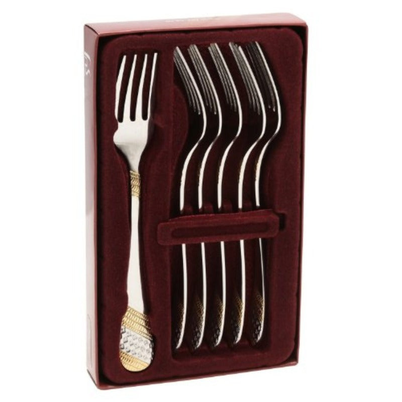 FnS Imperio 6 Pcs 24 Karat Gold Plated Dinner Fork