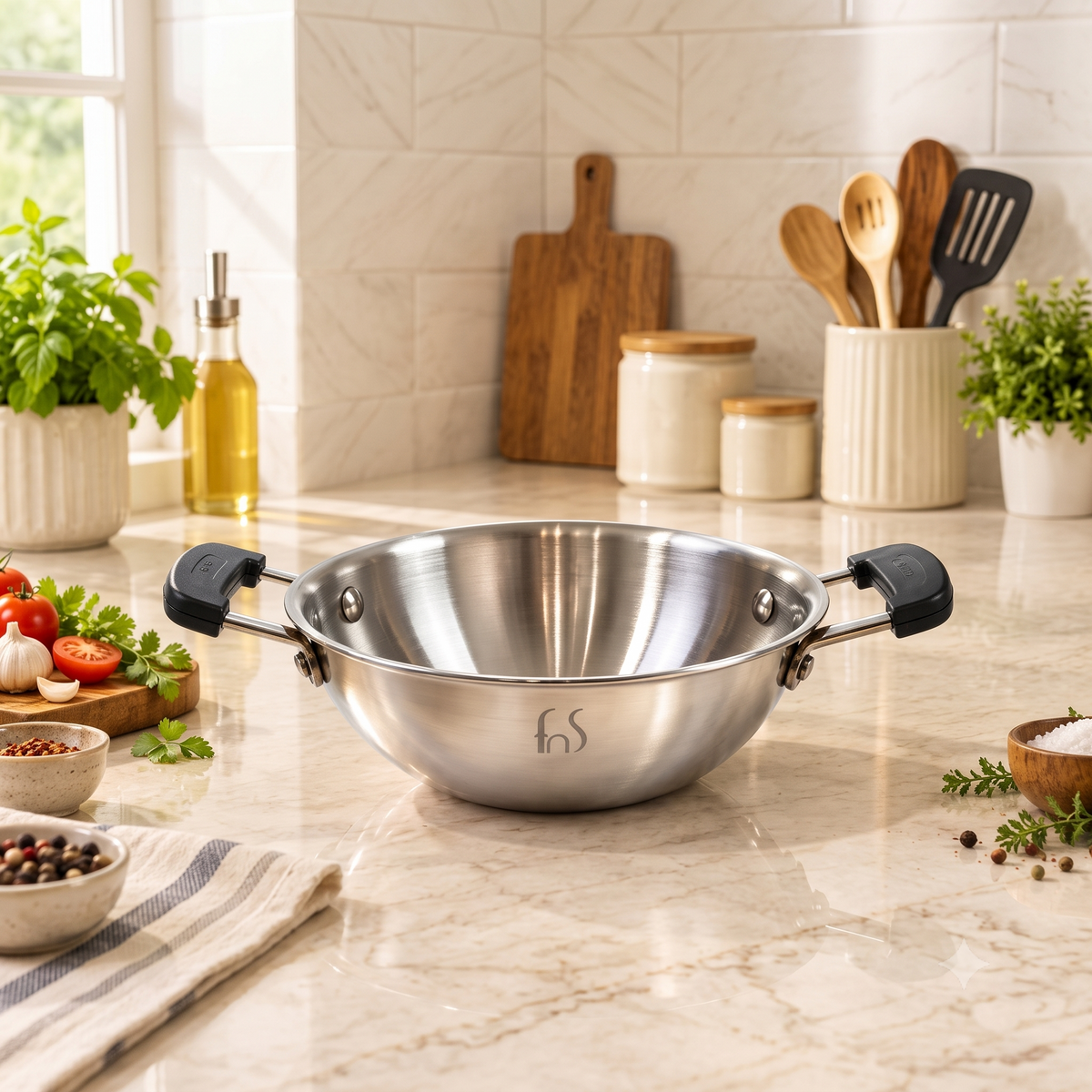 FnS NuChef Triply Stainless Steel Mini Kadhai 12 cm