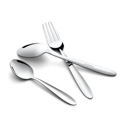 Montalvo fork and spoons artistically overlapped and displayed on a white studio background.